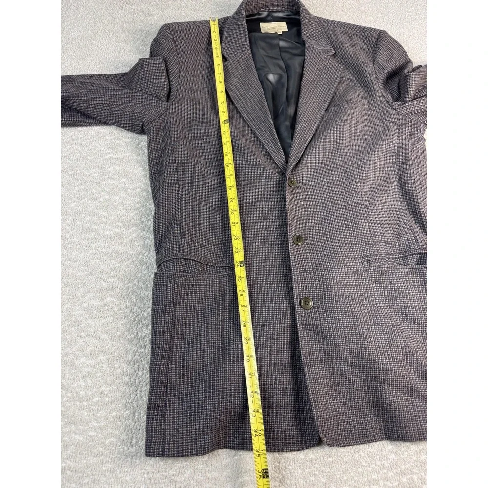 Territory‎ Ahead Blazer Mens 46L Brown Gray 100% Silk Houndstooth Sport Coat